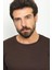 Desenli Kahverengi Slim Fit Bisiklet Yaka Uzun Kollu Erkek T-Shirt 2