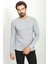 Desenli Gri Renk Slim Fit Bisiklet Yaka Uzun Kollu Erkek T-Shirt 1