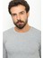 Desenli Gri Renk Slim Fit Bisiklet Yaka Uzun Kollu Erkek T-Shirt 2
