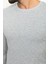 Desenli Gri Renk Slim Fit Bisiklet Yaka Uzun Kollu Erkek T-Shirt 4