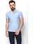 Desenli Mavi Renk Slim Fit Apaç Yaka Erkek T-Shirt 1