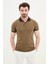 Desenli Kamel Rengi Slim Fit Polo Yaka Erkek T-Shirt 1