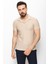 Desenli Bej Rengi Slim Fit Apaç Yaka Erkek T-Shirt 1