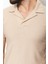 Desenli Bej Rengi Slim Fit Apaç Yaka Erkek T-Shirt 4
