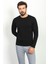 Düz Siyah Renk Slim Fit Bisiklet Yaka Uzun Kollu Basic Erkek T-Shirt 3