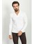 Desenli Beyaz Renk Slim Fit Apaç Yaka Uzun Kollu Erkek T-Shirt 2