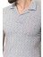 Desenli Gri Renk Slim Fit Apaç Yaka Erkek T-Shirt 2