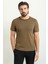 Desenli Kamel Rengi Slim Fit Bisiklet Yaka Erkek T-Shirt 1