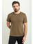 Desenli Kamel Rengi Slim Fit Bisiklet Yaka Erkek T-Shirt 3