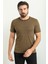 Desenli Kamel Rengi Slim Fit Bisiklet Yaka Erkek T-Shirt 4