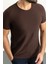 Desenli Kahverengi Slim Fit Bisiklet Yaka Erkek T-Shirt 5