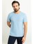 Desenli Mavi Renk Slim Fit Bisiklet Yaka Erkek T-Shirt 1