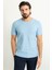 Desenli Mavi Renk Slim Fit Bisiklet Yaka Erkek T-Shirt 3