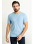 Desenli Mavi Renk Slim Fit Bisiklet Yaka Erkek T-Shirt 4