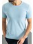 Desenli Mavi Renk Slim Fit Bisiklet Yaka Erkek T-Shirt 5
