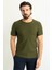 Desenli Haki Rengi Slim Fit Bisiklet Yaka Erkek T-Shirt 1