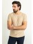 Desenli Bej Rengi Slim Fit Bisiklet Yaka Erkek T-Shirt 1