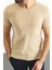 Desenli Bej Rengi Slim Fit Bisiklet Yaka Erkek T-Shirt 5