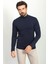 Düz Lacivert Renk Slim Fit Yarım Balıkçı Yaka Uzun Kollu Erkek T-Shirt 3