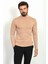 Düz Bej Rengi Slim Fit Yarım Balıkçı Yaka Uzun Kollu Erkek T-Shirt 3