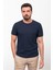 Desenli Lacivert Renk Slim Fit Bisiklet Yaka Basic Erkek T-Shirt 1