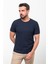 Desenli Lacivert Renk Slim Fit Bisiklet Yaka Basic Erkek T-Shirt 3