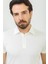 Düz Ekru Rengi Slim Fit Polo Yaka Basic Erkek T-Shirt 2