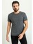 Desenli Siyah Renk Slim Fit Bisiklet Yaka Erkek T-Shirt 1