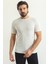 Çizgili Ekru Rengi Slim Fit Bisiklet Yaka Erkek T-Shirt 1