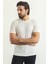 Çizgili Ekru Rengi Slim Fit Bisiklet Yaka Erkek T-Shirt 3