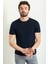 Kareli Desenli Lacivert Renk Slim Fit Bisiklet Yaka Erkek T-Shirt 3