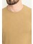 Kareli Desenli Bej Rengi Slim Fit Bisiklet Yaka Erkek T-Shirt 2