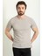 Düz Gri Renk Slim Fit Bisiklet Yaka Erkek T-Shirt 3