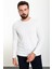 Düz Ekru Slim Fit Bisiklet Yaka Uzun Kollu Erkek T-Shirt 1