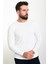 Düz Ekru Slim Fit Bisiklet Yaka Uzun Kollu Erkek T-Shirt 3