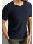 Desenli Lacivert Renk Slim Fit Bisiklet Yaka Erkek T-Shirt 4