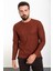Düz Kiremit Rengi Slim Fit Bisiklet Yaka Uzun Kollu Erkek T-Shirt 3