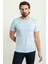 Desenli Mavi Renk Slim Fit Bisiklet Yaka Erkek T-Shirt 1