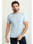 Desenli Mavi Renk Slim Fit Bisiklet Yaka Erkek T-Shirt 4
