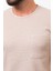 Desenli Bej Rengi Slim Fit Bisiklet Yaka Basic Erkek T-Shirt 2