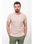 Desenli Bej Rengi Slim Fit Bisiklet Yaka Basic Erkek T-Shirt 4