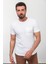 Desenli Ekru Rengi Slim Fit Bisiklet Yaka Basic Erkek T-Shirt 1