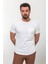 Desenli Ekru Rengi Slim Fit Bisiklet Yaka Basic Erkek T-Shirt 3