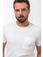 Desenli Ekru Rengi Slim Fit Bisiklet Yaka Basic Erkek T-Shirt 5