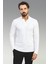 Düz Beyaz Renk Slim Fit Polo Yaka Uzun Kollu Erkek T-Shirt 1