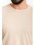 Düz Bej Slim Fit Bisiklet Yaka Uzun Kollu Erkek T-Shirt 2