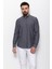 Düz Antrasit Rengi Slim Fit Basic Keten Erkek Gömlek 1