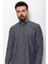 Düz Antrasit Rengi Slim Fit Basic Keten Erkek Gömlek 2