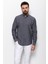 Düz Antrasit Rengi Slim Fit Basic Keten Erkek Gömlek 4