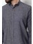 Düz Antrasit Rengi Slim Fit Basic Keten Erkek Gömlek 5